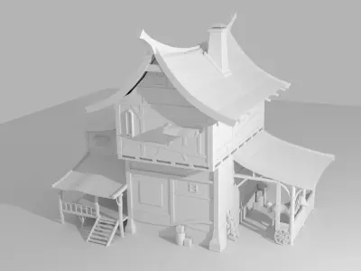 Cartoon medieval house 6 3d Low-poly 3D model