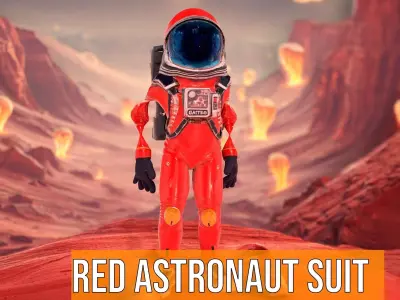 Red Astronaut Suit model pack Low-poly 3D model