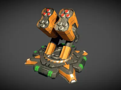 Missile Turret Low-poly 3D model