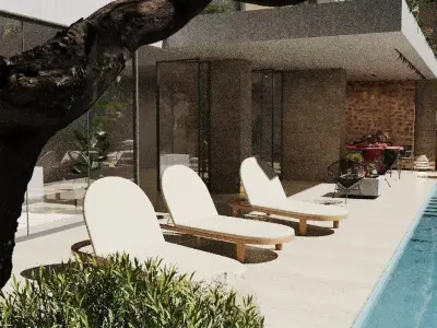 Exterior Pool Villa 3d Scene 3D model