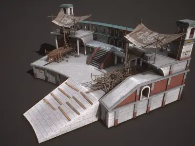 Roman Greek Shipyard Low-poly 3D model
