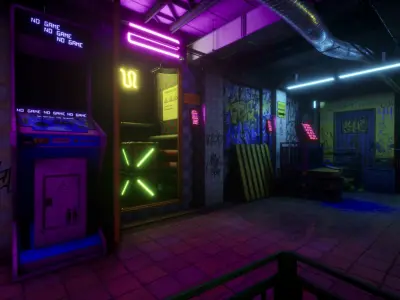 CyberPunk Underpass for UE Low-poly 3D model