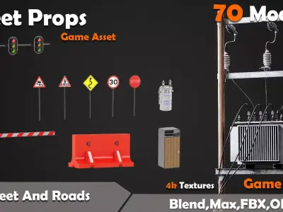 Street Props Game Asset Low-poly 3D model