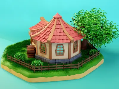 Fantasy Tavern Low-poly 3D model