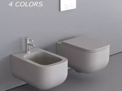 Esedra by SDR Ceramiche Revolution Wall-hung bidet and toilet 3D model