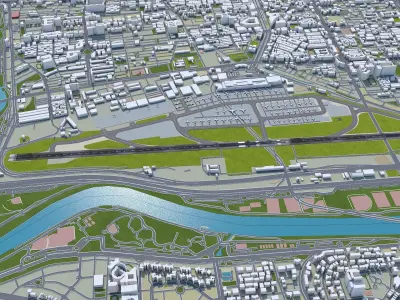Taipei Songshan Airport 5km Low-poly 3D model