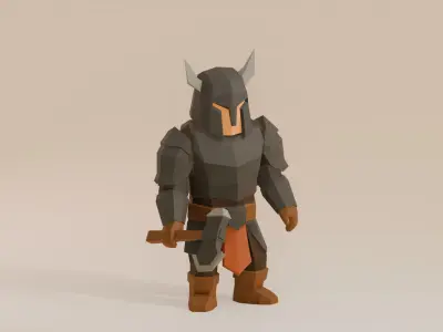 UNRIGGED VERSION LOW-POLY WARRIOR Low-poly 3D model