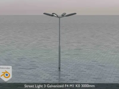 Street Light 3 Galvanized F4 M1 K0 3000 mm Low-poly 3D model