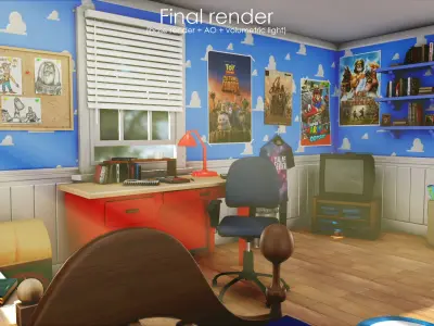 3D Cartoon bedroom environment from Toy Story 3D model