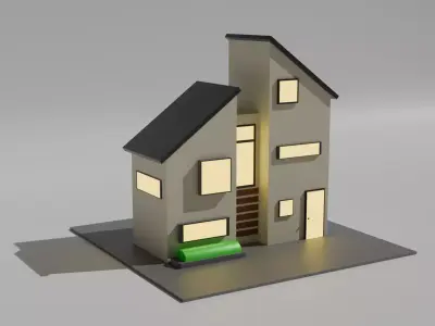 Modern Low-Poly House Exterior Low-poly 3D model