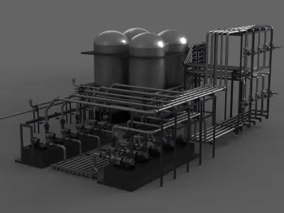 platform factory industrial tower nuclear gas construction  3D model