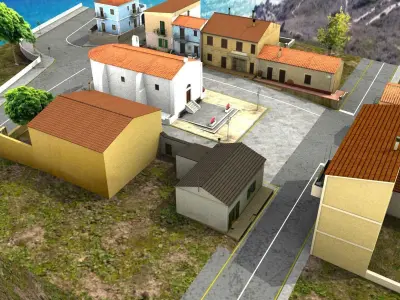 Santa Lucia Square - Italian Small Village Scene 3D model