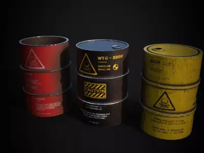 Low Poly Oil Barrel Pack AAA PBR Game Ready Unity  Unreal Low-poly 3D model