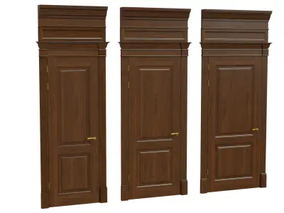 Classic wooden door  01 3D model
