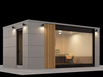 Backyard studio with furniture var 1 3D model