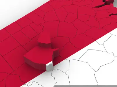 North Carolina Political Map 3D model