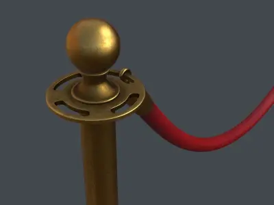 Stanchion and Velvet Rope 3D model