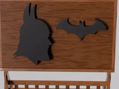 Batman Silhouette  Bat Logo - 3D Decorative Wall Art FBX Format Low-poly 3D model