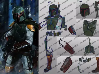 Star Wars Boba Fett Armor - DIY Cosplay Pepakura Foam Template Low-poly 3D model