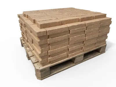 Bricks on a pallet Low-poly 3D model