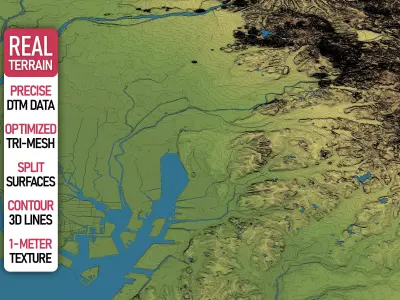 Nagoya - Topography Terrain Low-poly 3D model