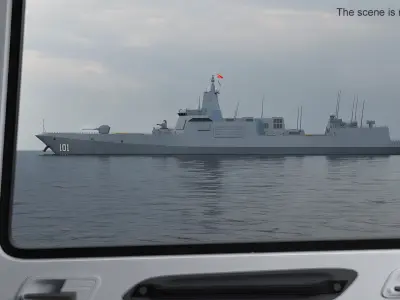  Type-055s Naval Destroyer with Harbin Helicopter 