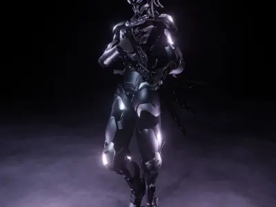 Cyberpunk Ninja Black Armor Low-poly 3D model