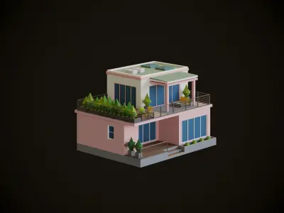 Cartoon Houses 3D model