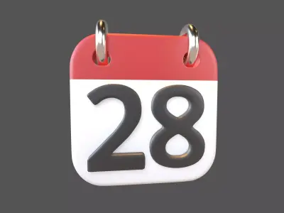 Calendar Icon 28 v1 001 Low-poly 3D model