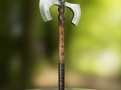 Viking Double Axe Low-poly 3D model