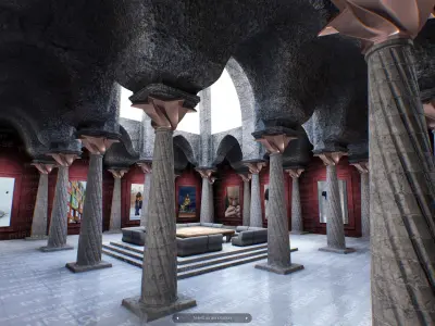 Virtual Gallery Red Column Hall Low-poly 3D model