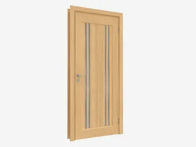 Modern Wooden Interior Door with Furniture 001 3D model