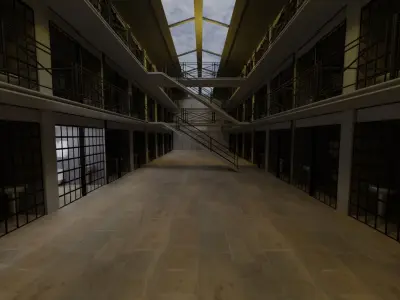 Prison cell with toilet and sink 3D model