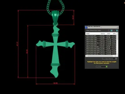 Light Gold 18K Cross Pendant 2CP062 3D print model