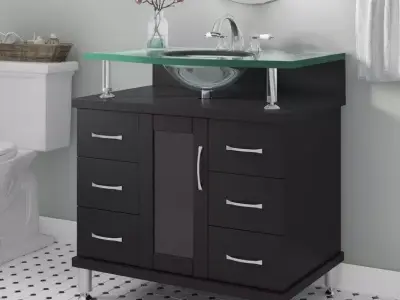 Runge Single Bathroom Vanity Set - 3 Colour 3D model