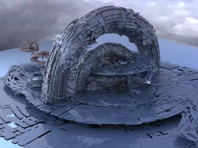 Genma Temple sci fi Structure kitbash extended 4  3D model