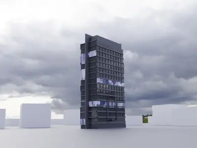 low poly buildings skyscrapers Low-poly 3D model