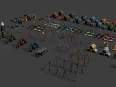 Playground Props Pack Low-poly 3D model