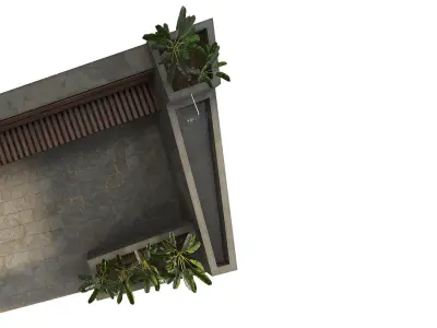 Pergola with drinking fountain and greenery 3D model