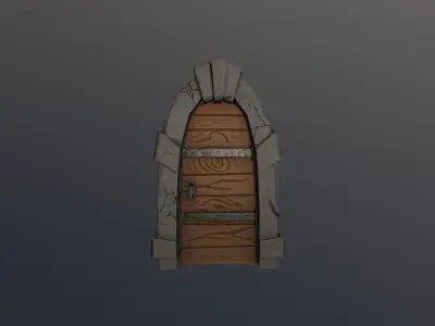 Stylized Door Low-poly 3D model