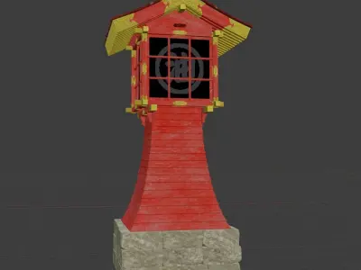 Vintage Japanese lantern  Low-poly 3D model