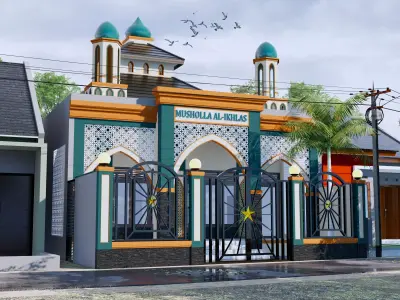 Colorfull Unique Modern Mosque Prayer Room For Mosleme 3D model