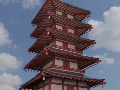 Low poly Japanese Pagoda Low-poly 3D model