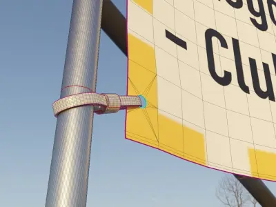 Animated Flag with Pole -1- High-Poly Version 3D model