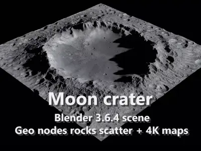 Moon crater - Blender FBX  lunar Landscape 3D model