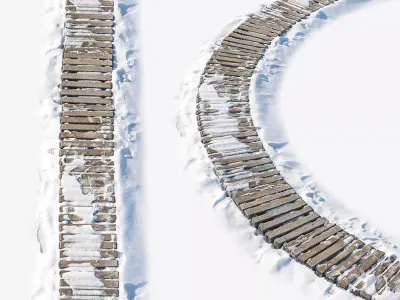 Ultra realistic Snow wooden trail 3D model