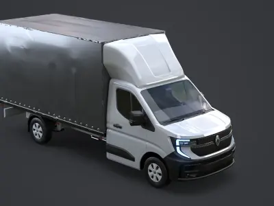  Renault Master 2025 Curtain Box Truck 3D Model 