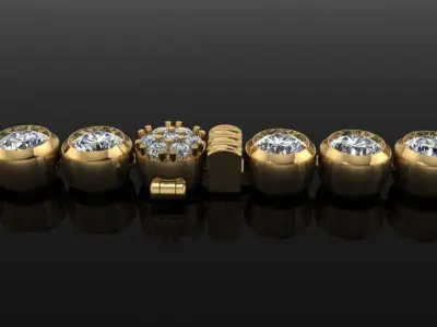 4mm Bezel Tennis Bracelet Links 3D print model