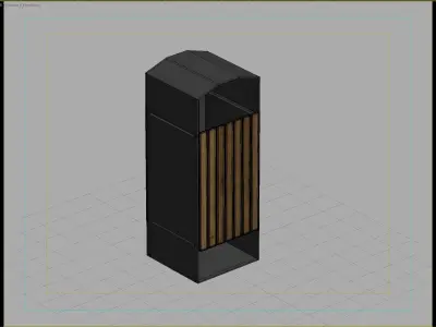 Stylish Outdoor Trash Bin with Wood and Metal Design 3D model
