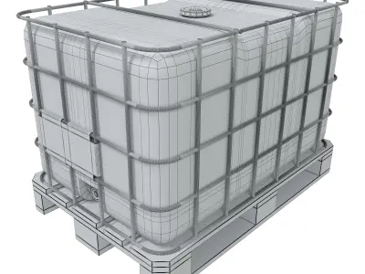 Euro-cubes  capacity 1000l cubic capacity on a wooden pallet 3D model